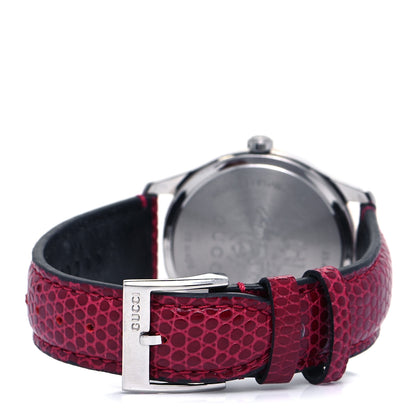 Gucci Stainless Steel Lizard Red Mother of Pearl 36mm G-Timeless Charm Quartz Watch 3 of 4