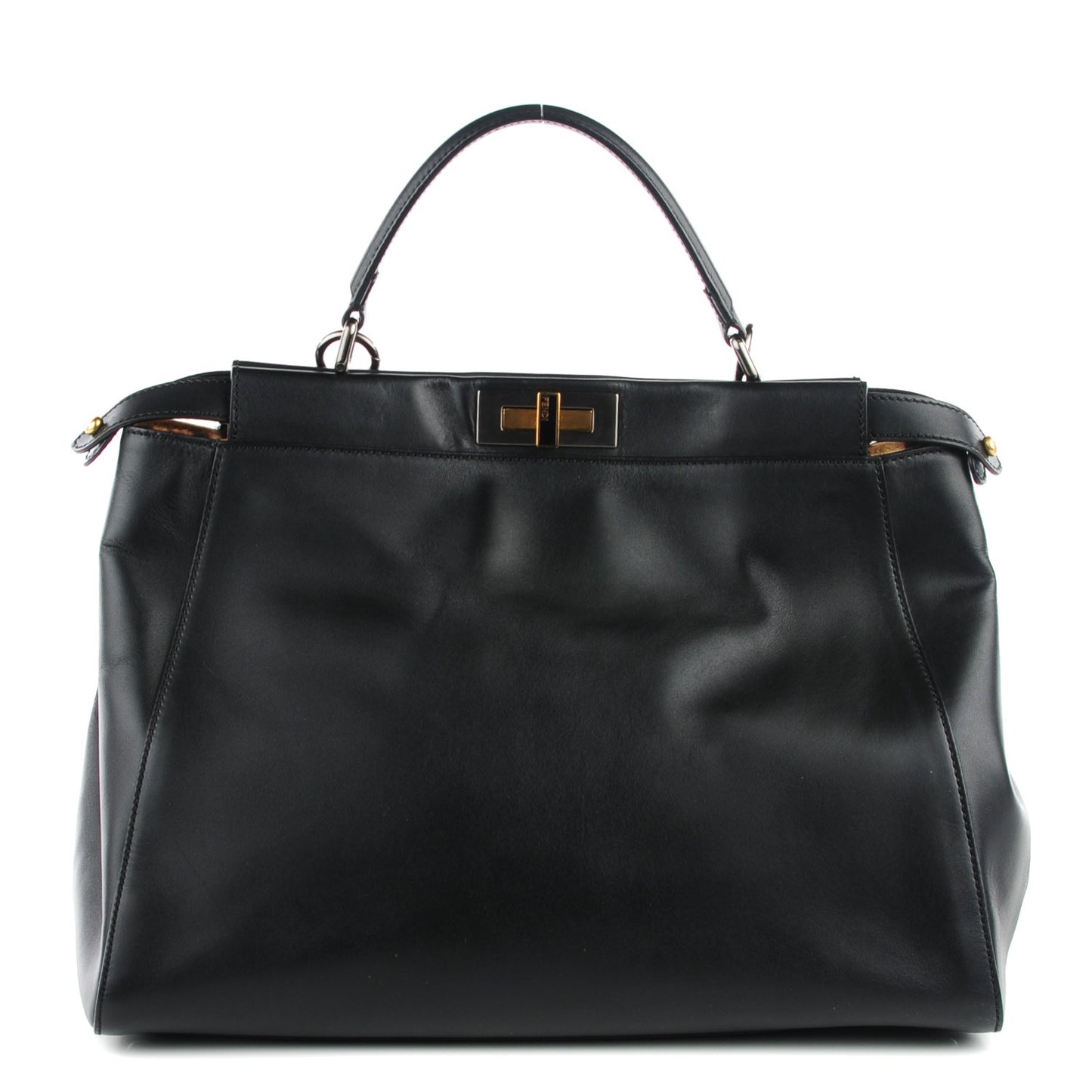 Calfskin Calf Hair Leopard Print Large Peekaboo Iconic Satchel Black