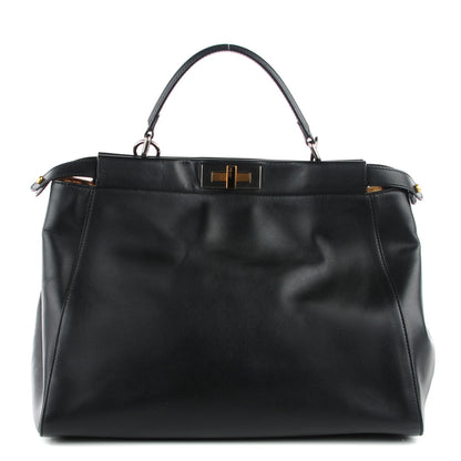 Fendi Calfskin Calf Hair Leopard Print Large Peekaboo Iconic Satchel Black 1 of 11