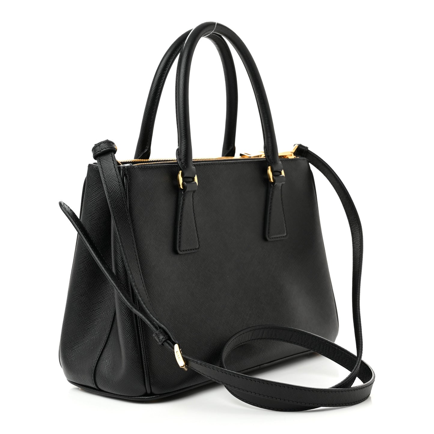 Saffiano Small Galleria Double Zip Tote Black