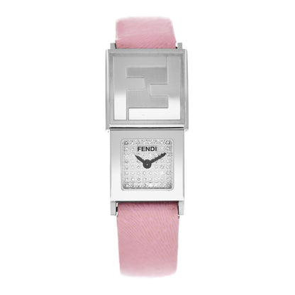 Fendi Stainless Steel Calfskin Diamond Pave 18mm Quartz Watch 1 of 5