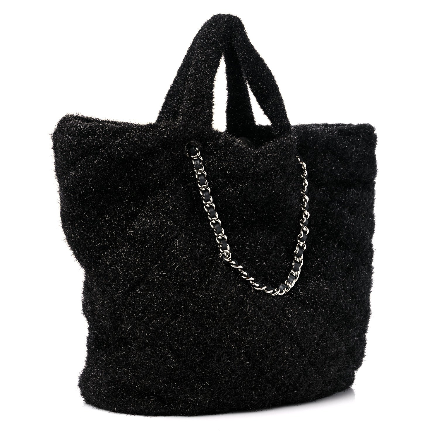 Chanel Knit Metallic Lambskin Large Shopping Tote Black 3 of 9