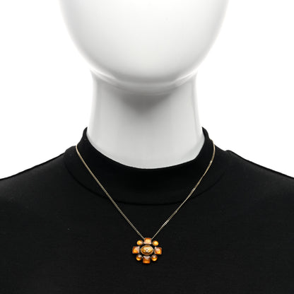 Chanel Gripoix Poured Glass CC Pendant Necklace Gold 2 of 5