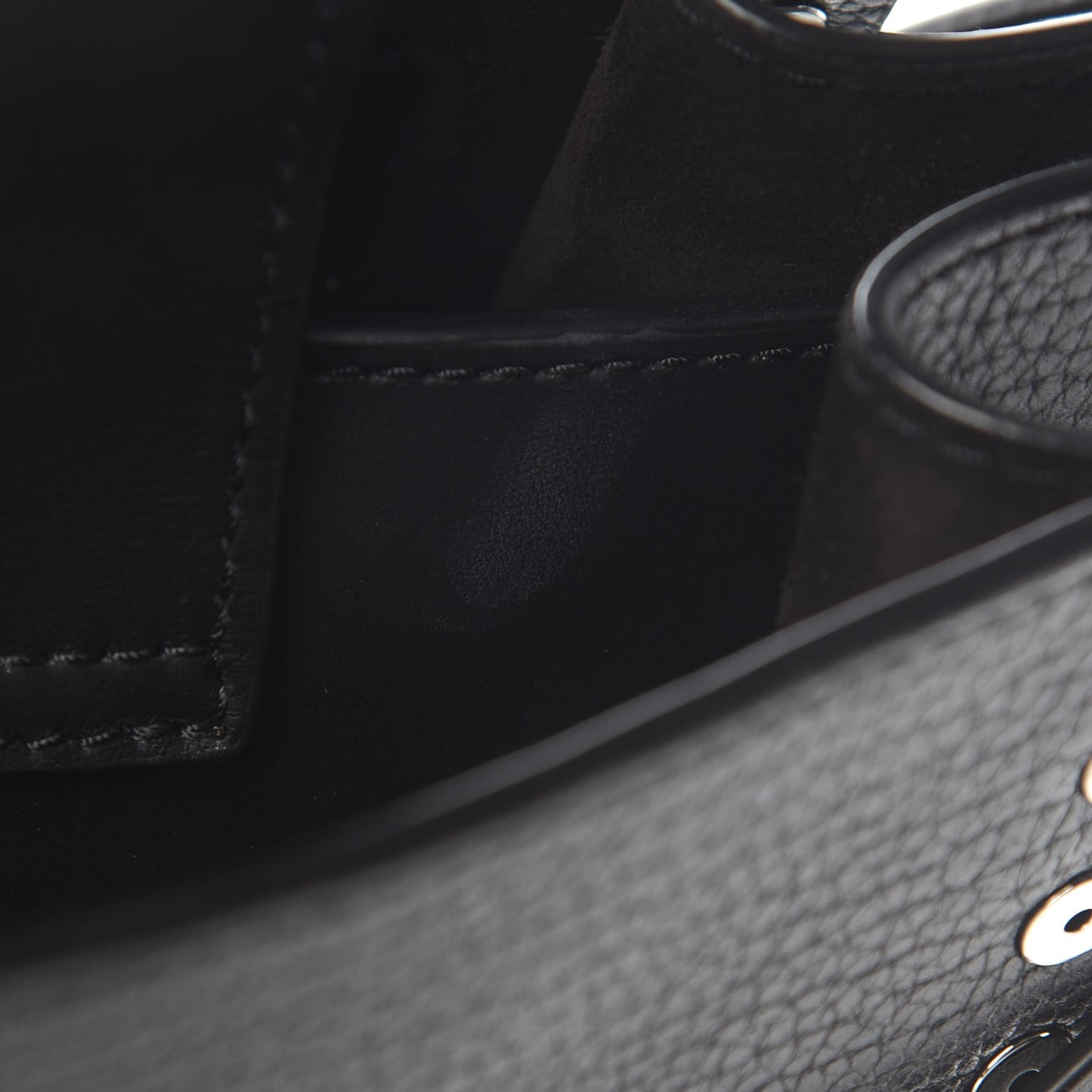 Grained Calfskin Attica Studded Chain Satchel Black
