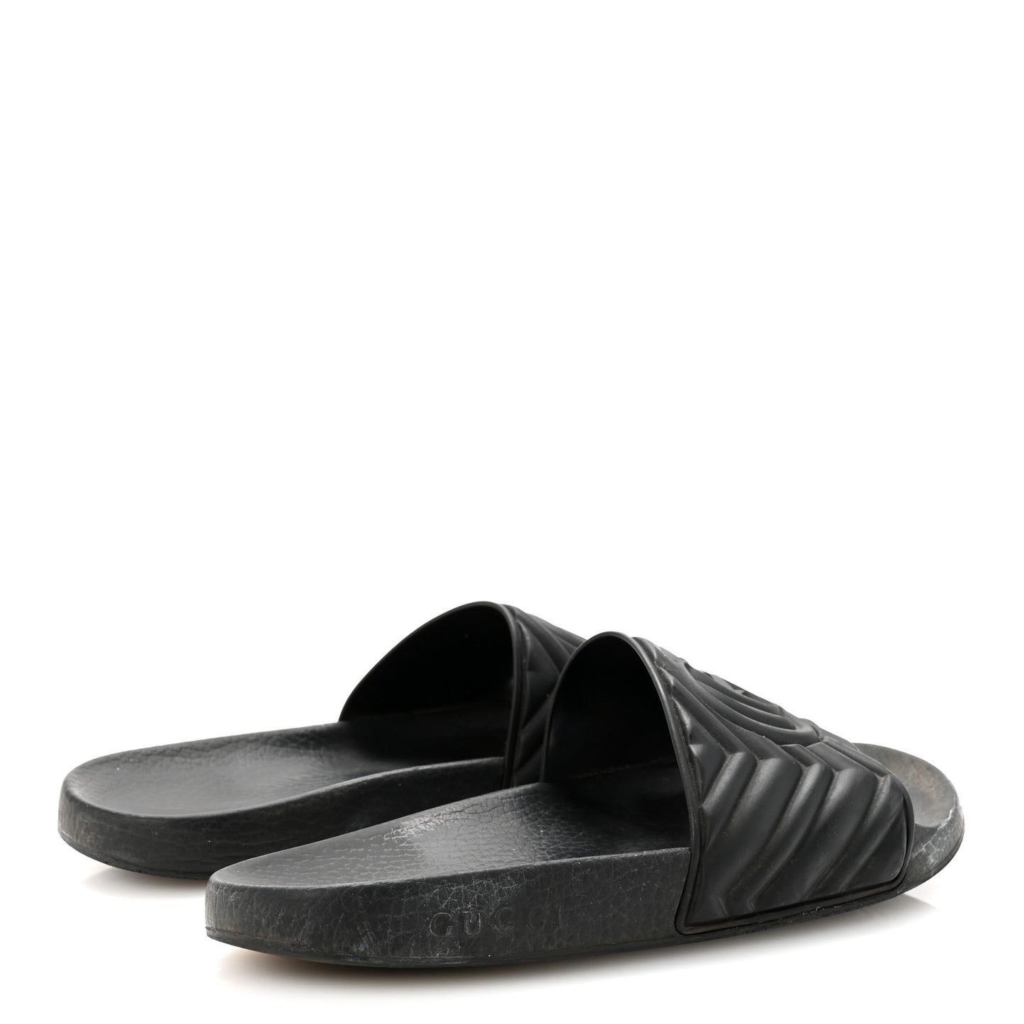Rubber Matelasse Womens Slide Sandals 40 Black