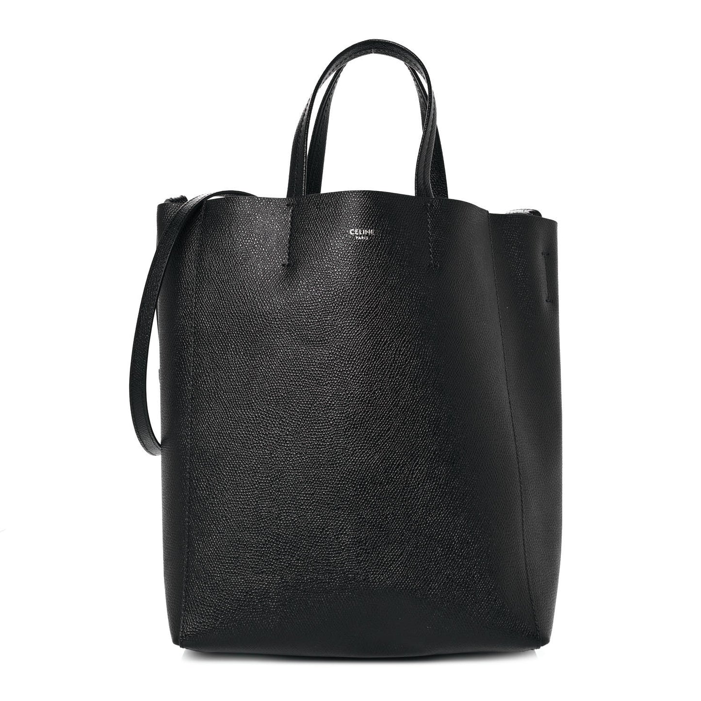 Grained Calfskin Small Vertical Cabas Black