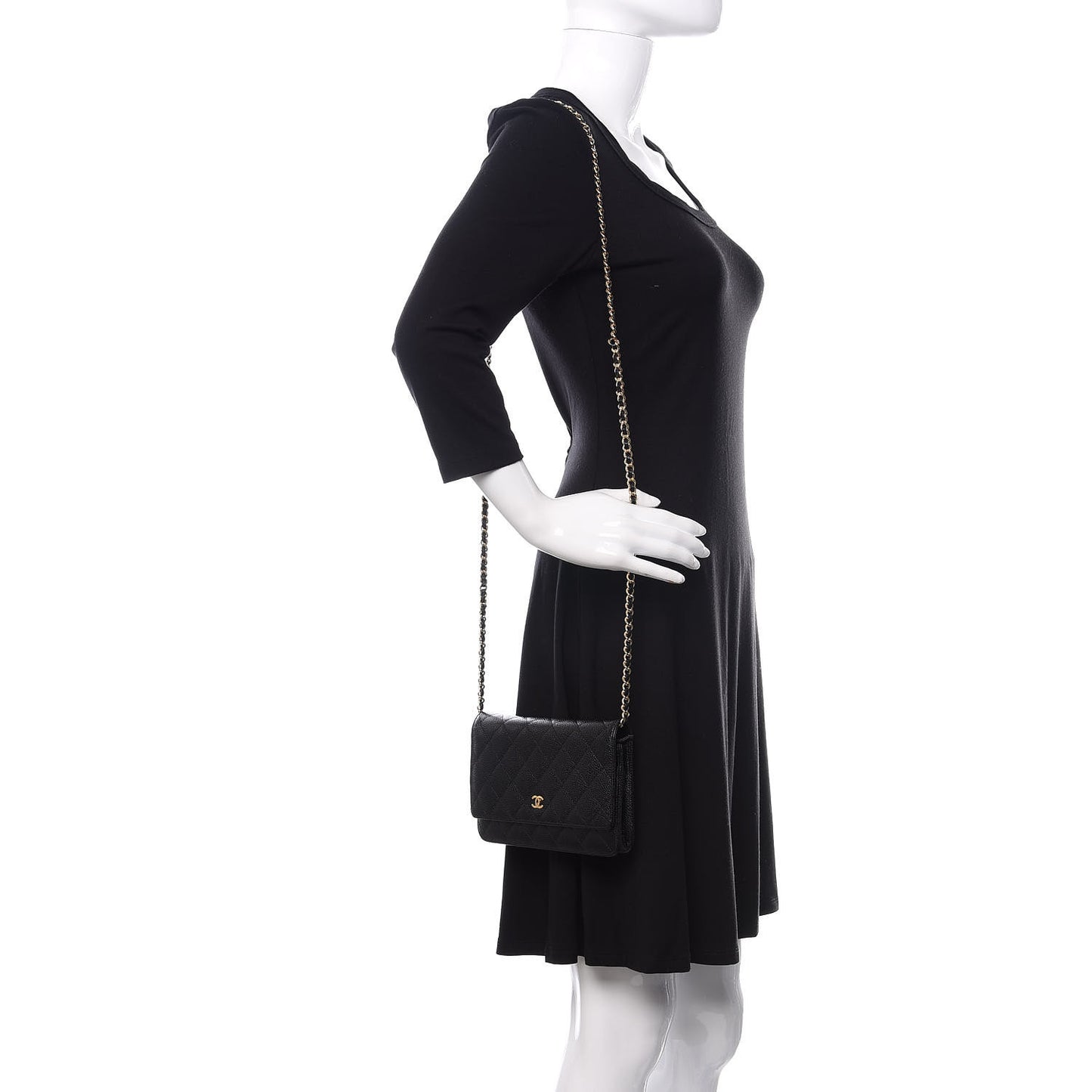 Caviar Quilted Wallet On Chain WOC Black