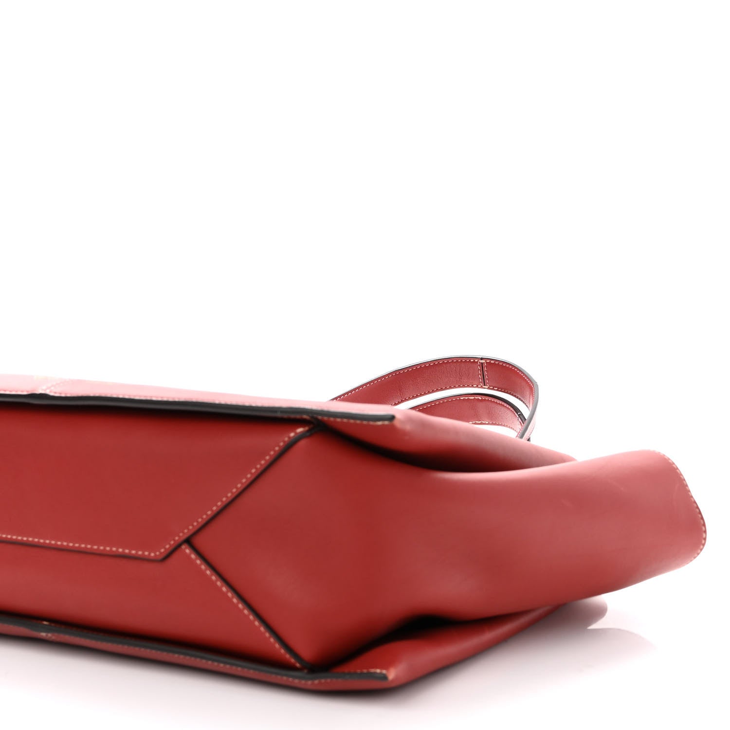Celine Calfskin Medium Tri-Fold Bag Red Wood 10 of 12