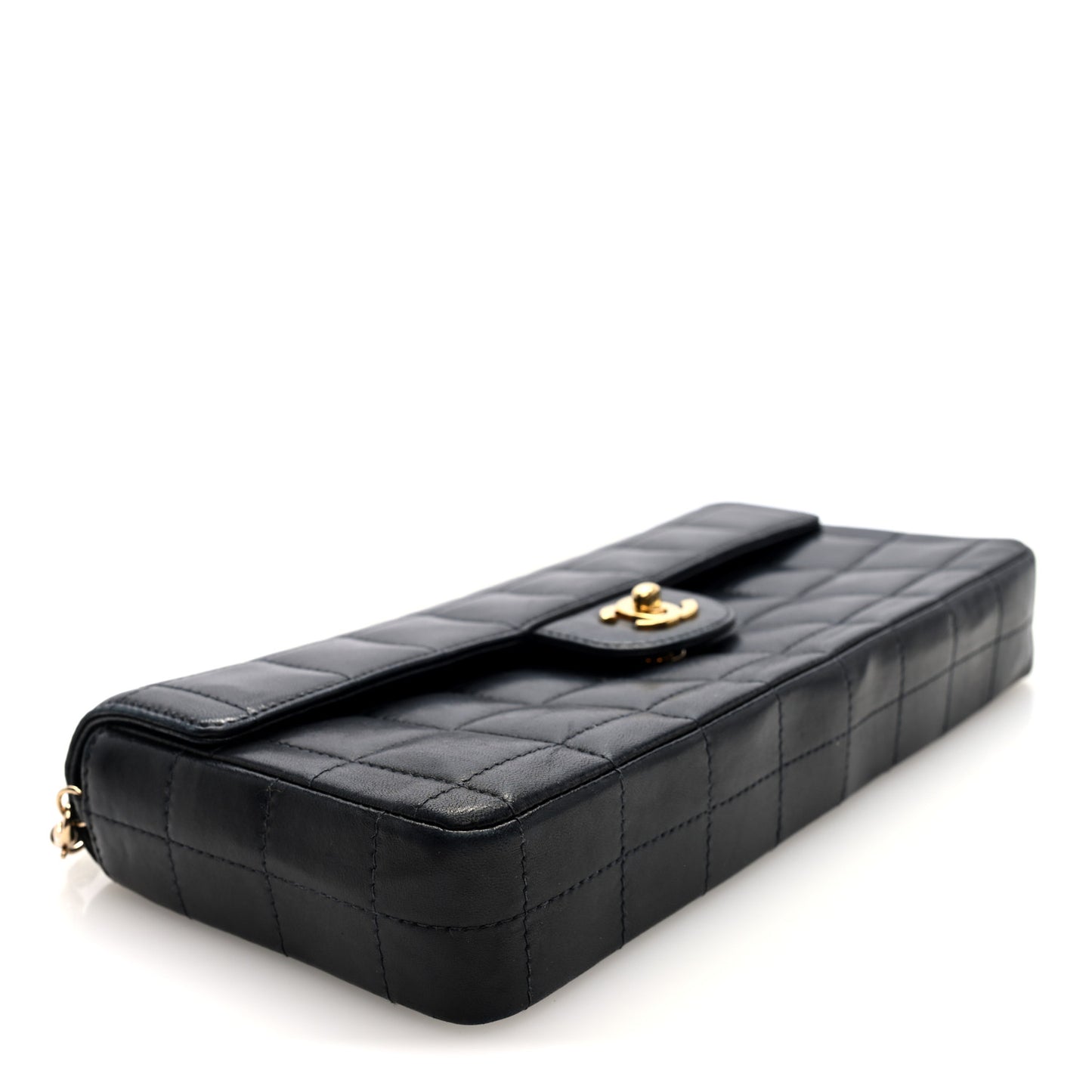 Lambskin East West Chocolate Bar Flap Black