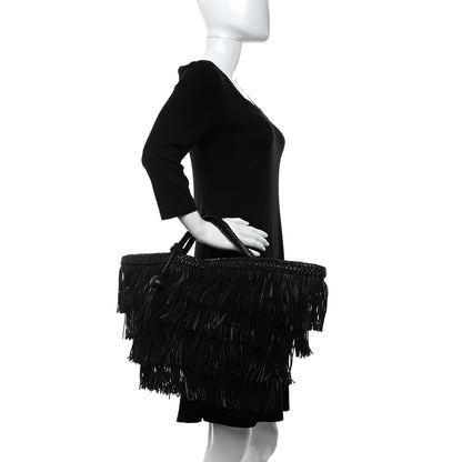 Saint Laurent Calfskin Panier Fringe Tote Black 2 of 11