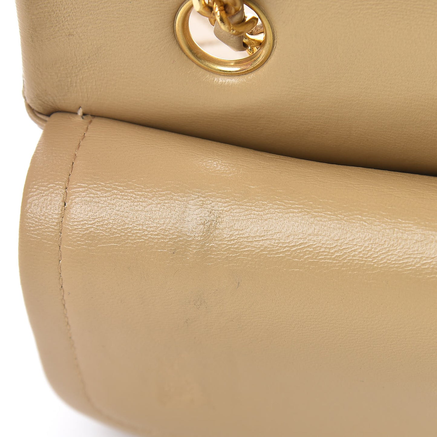 Lambskin Quilted Medium Double Flap Beige