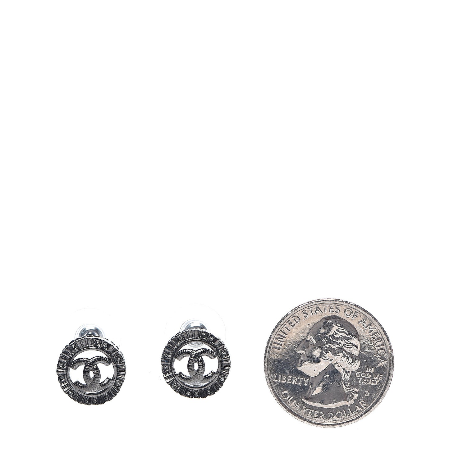 Ruthenium Crystal CC Round Earrings Silver
