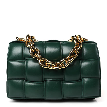 Bottega Veneta Lambskin Maxi Intreccio Padded Chain Cassette Crossbody Bag Raintree 1 of 11