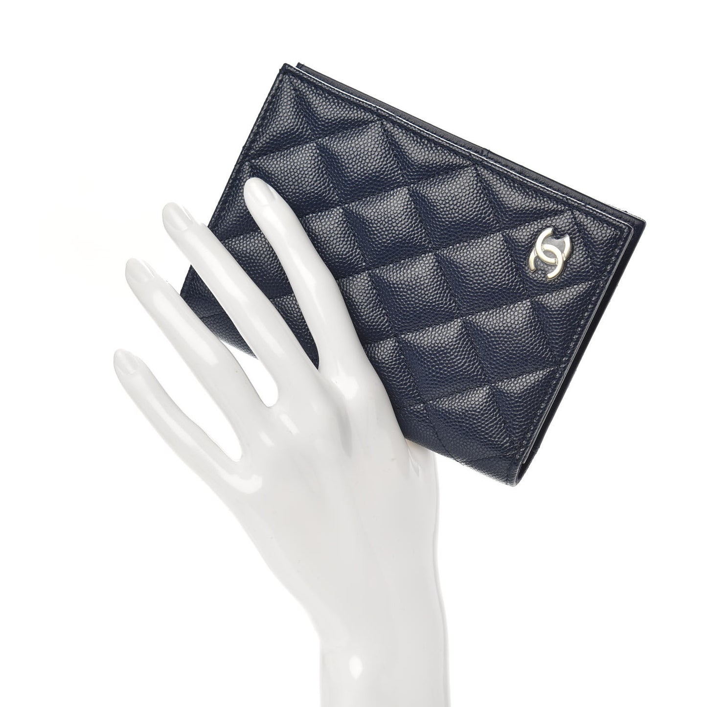 Caviar Quilted Passport Holder Navy Blue