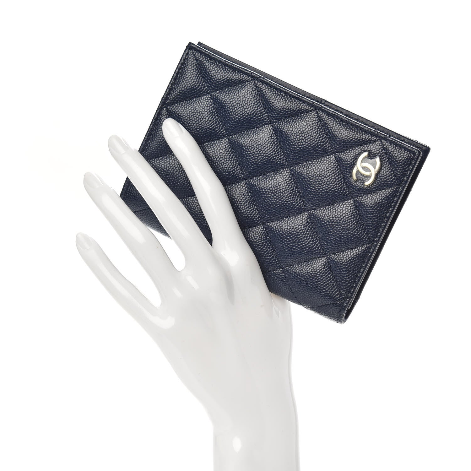 Chanel Caviar Quilted Passport Holder Navy Blue 2 of 8