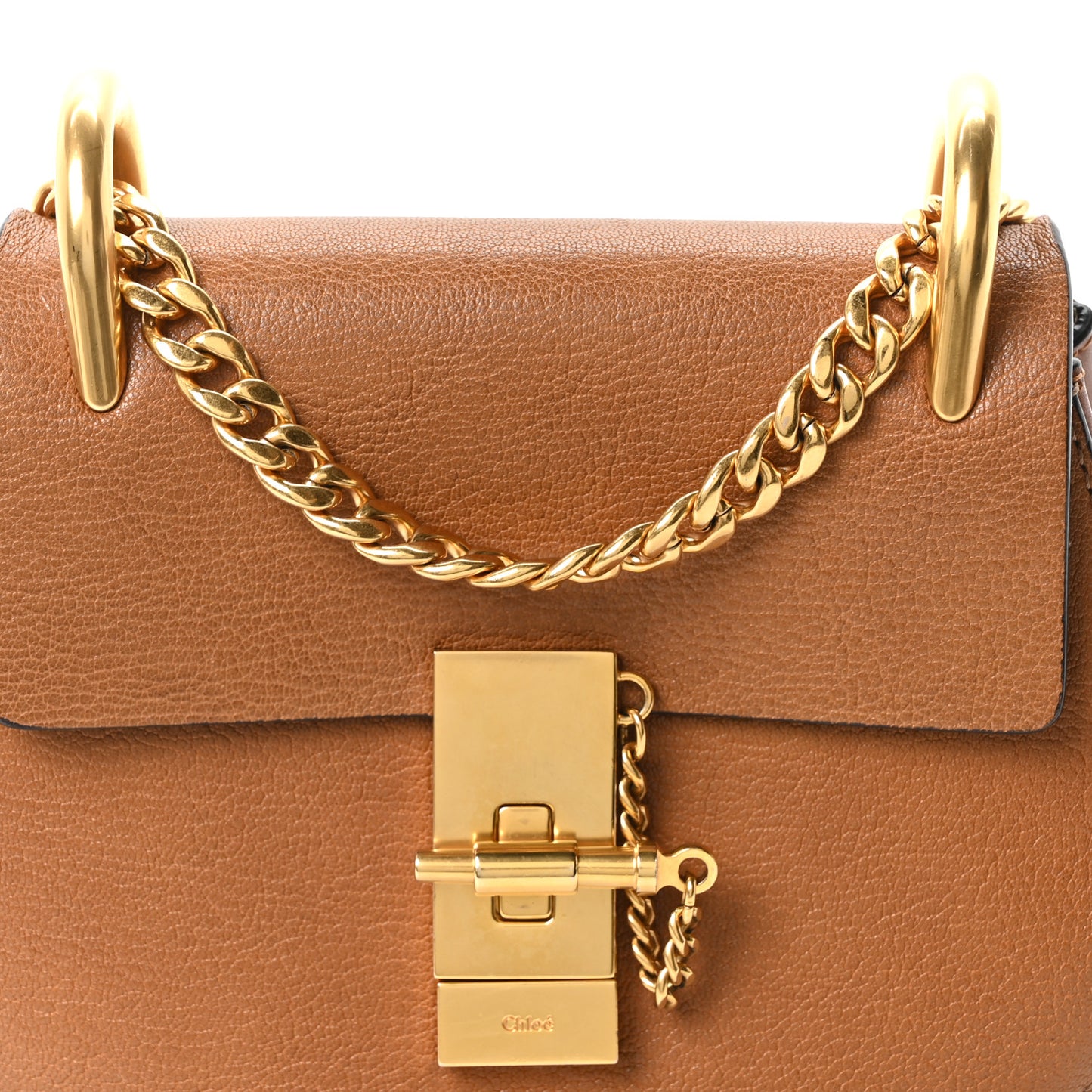 Grained Lambskin Mini Drew Shoulder Bag Caramel