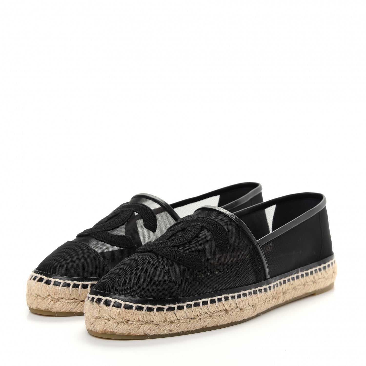 Chanel Mesh Grosgrain CC Espadrilles 41 Black 3 of 10