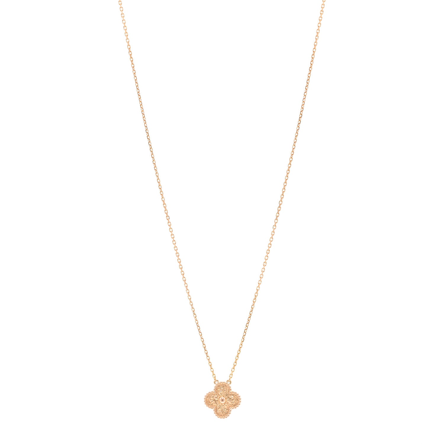 Van Cleef & Arpels 18K Rose Gold Vintage Alhambra Pendant Necklace 1 of 6