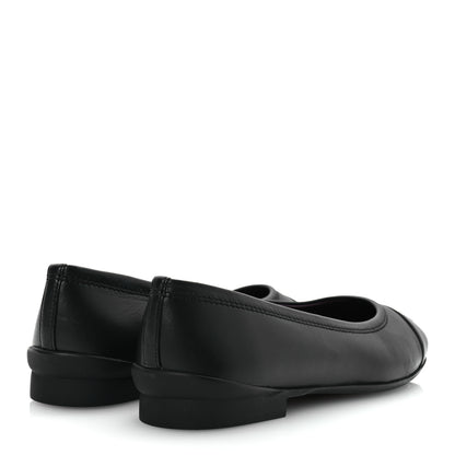 Chanel Lambskin Cap Toe CC Uniform Ballerina Flats 38 Black 5 of 12