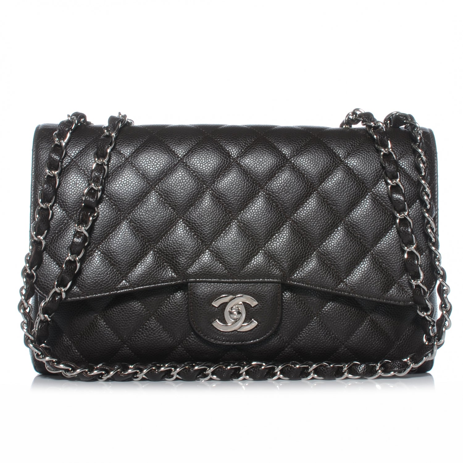 Chanel Caviar Quilted Jumbo Single Flap Dark Brown 1 of 9