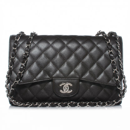 Chanel Caviar Quilted Jumbo Single Flap Dark Brown 1 of 9