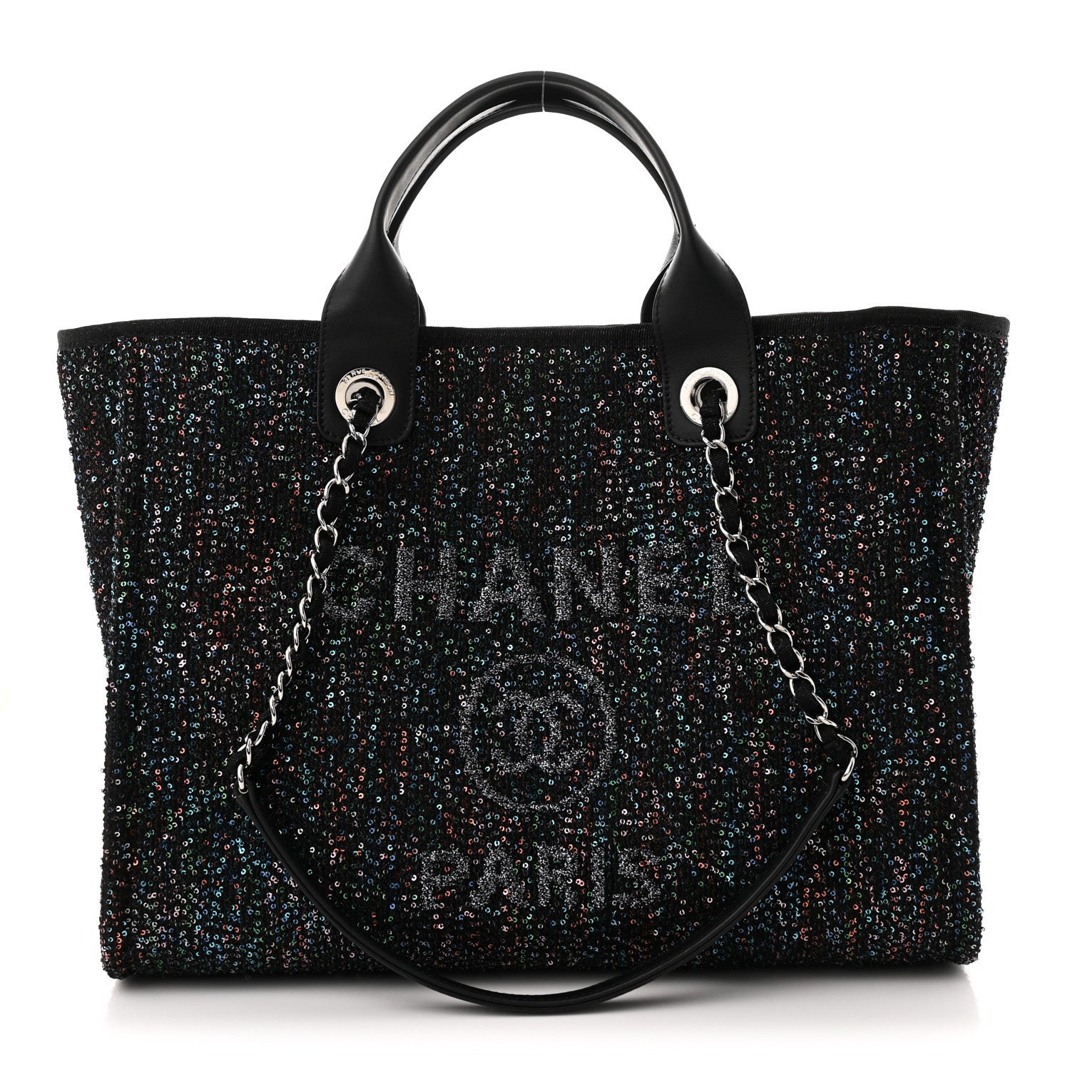 Chanel Calfskin Sequin Small Deauville Tote Black 1 of 10