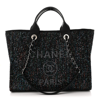 Chanel Calfskin Sequin Small Deauville Tote Black 1 of 10