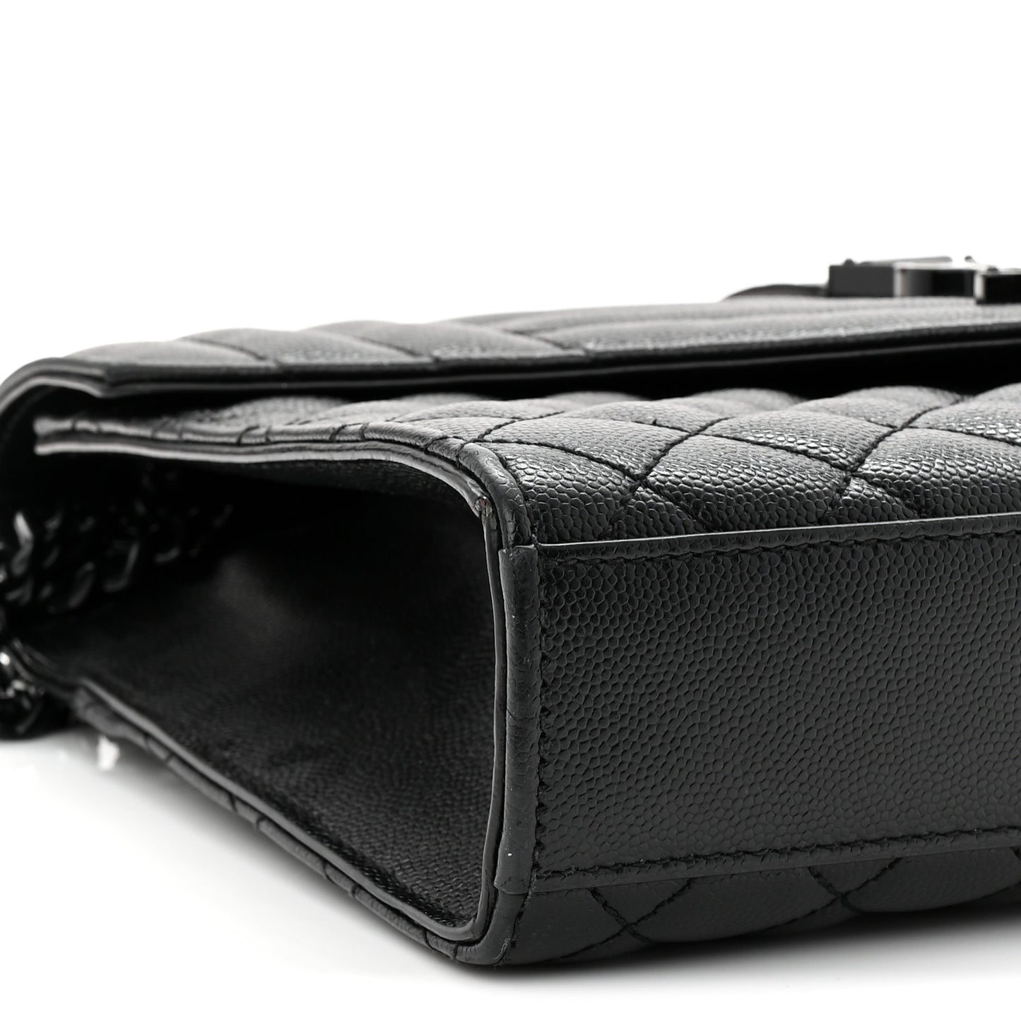 Grain De Poudre Textured Mixed Matelasse Triquilt Medium Monogram Monochrome Satchel Black
