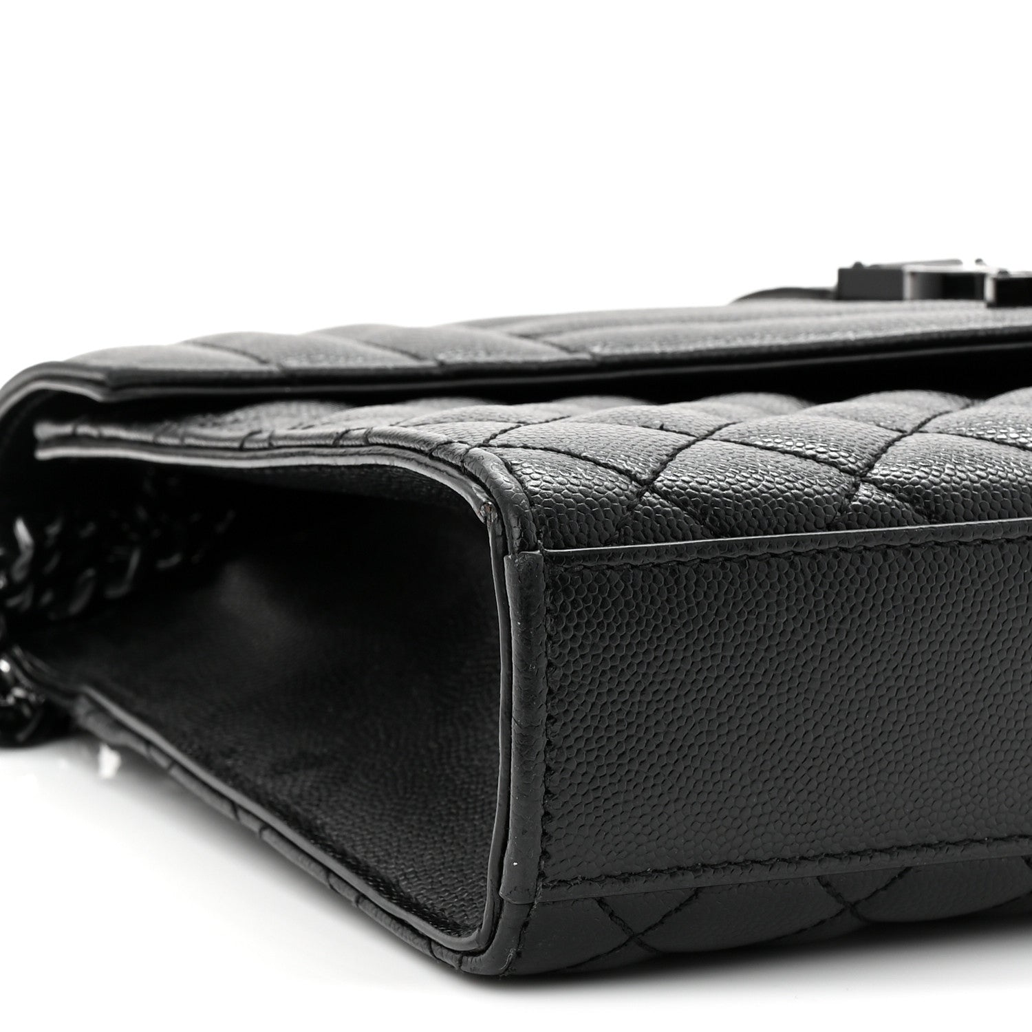 Saint Laurent Grain De Poudre Textured Mixed Matelasse Triquilt Medium Monogram Monochrome Satchel Black 9 of 11