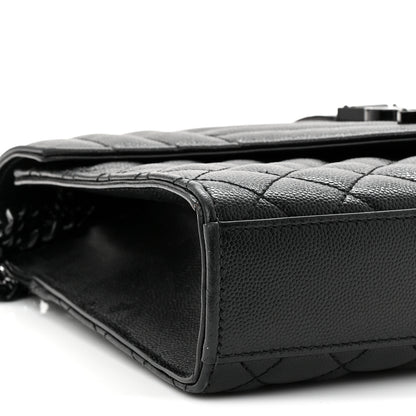 Saint Laurent Grain De Poudre Textured Mixed Matelasse Triquilt Medium Monogram Monochrome Satchel Black 9 of 11