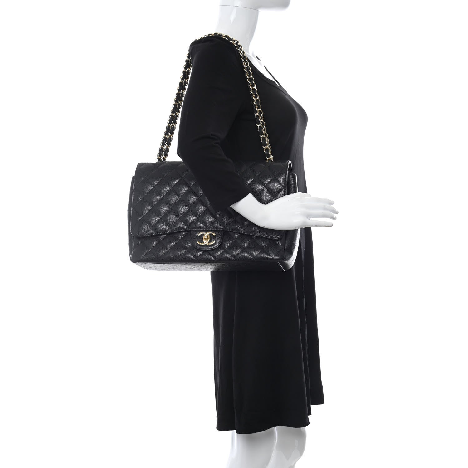 Chanel Caviar Quilted Maxi Double Flap Black 2 of 12
