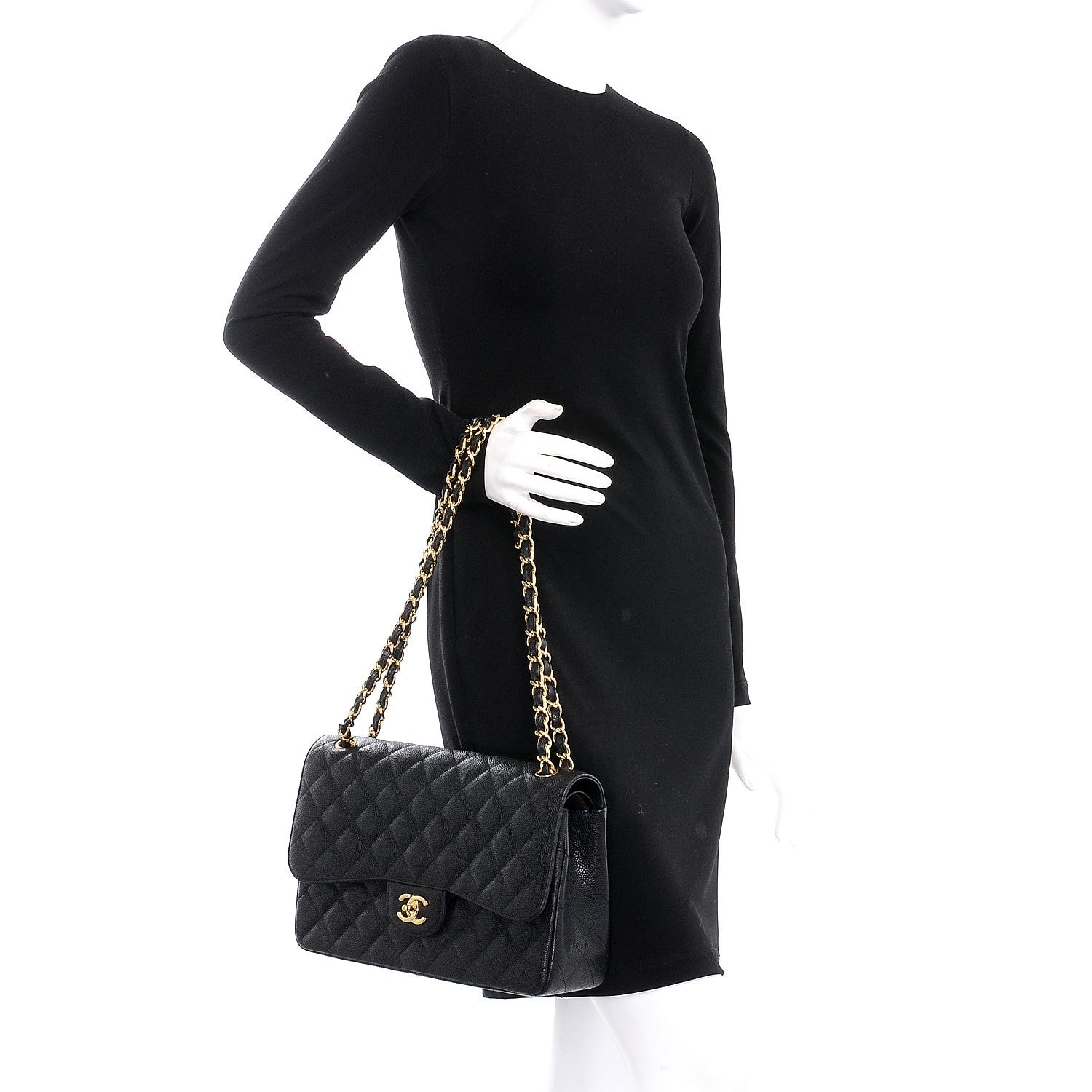 Chanel Caviar Quilted Jumbo Double Flap Black 3 of 9