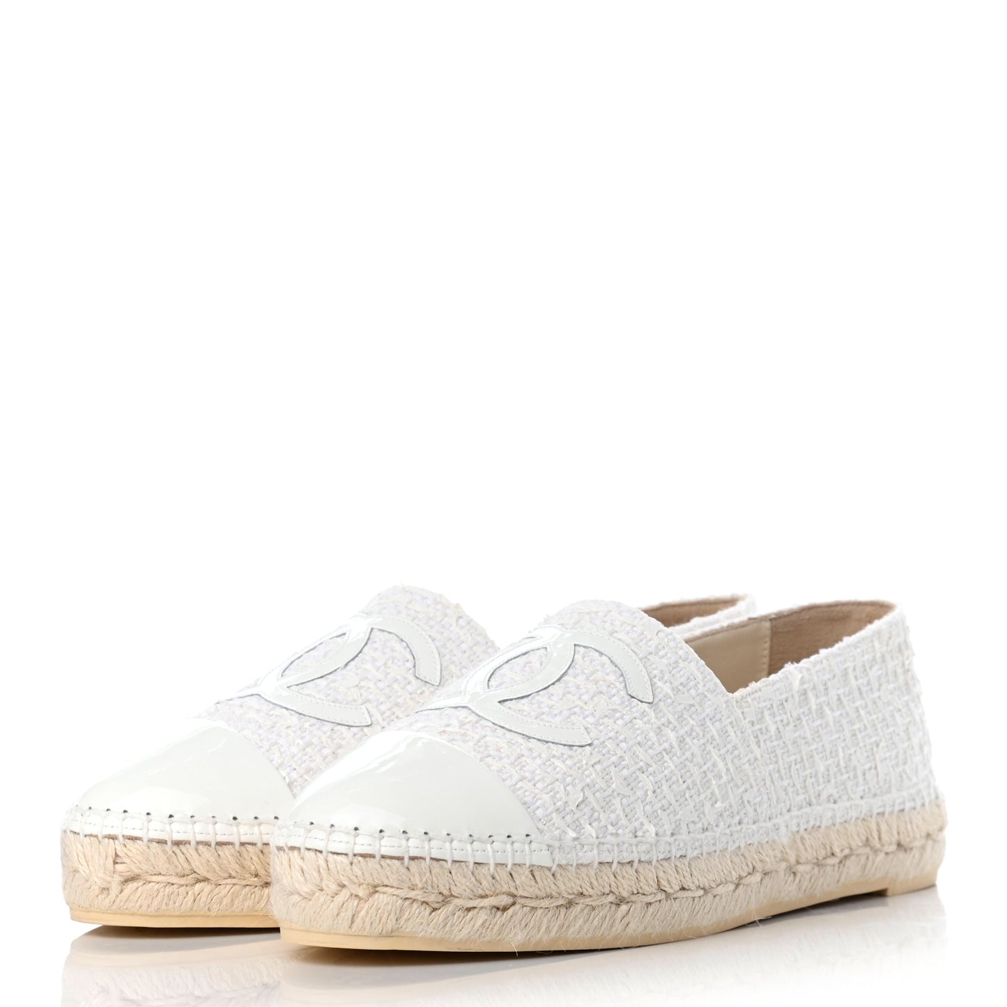 Tweed Patent CC Espadrilles 38 White