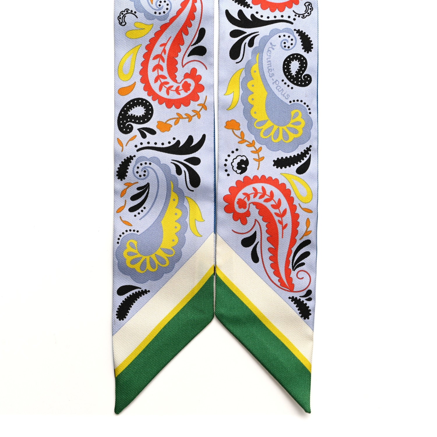 Hermes Silk Guepards Bandana Twilly Bleu Ciel Jaune Vif 2 of 4