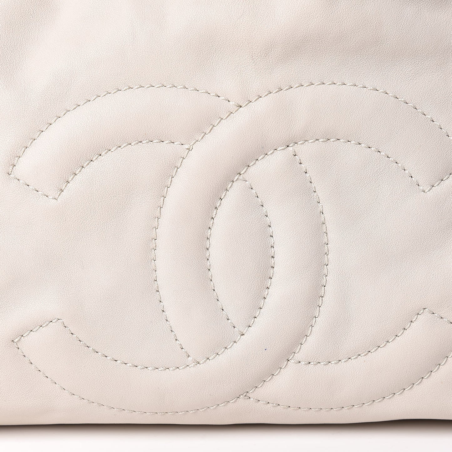 Calfskin Large East West Modern Chain Tote White