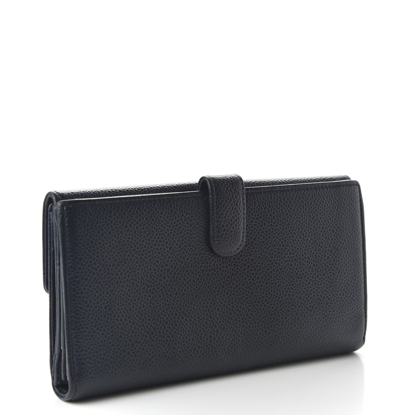 Caviar CC Long Flap French Wallet Navy Blue
