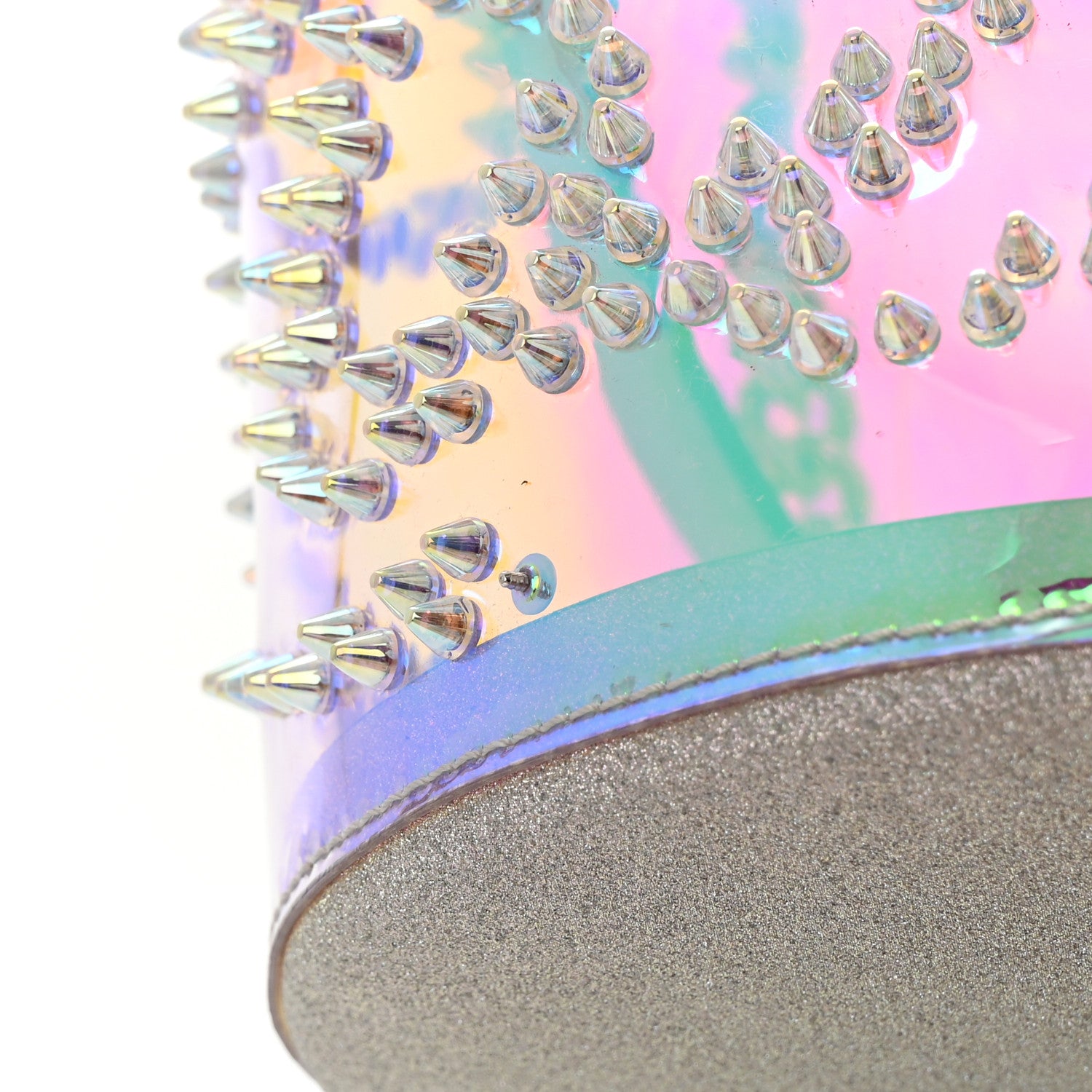 Christian Louboutin PVC Iridescent Marie Jane Studded Bucket Silver 10 of 12