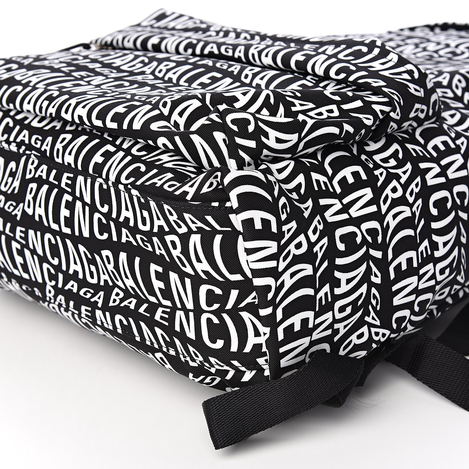 Balenciaga Nylon Wave Logo Printed Wheel Backpack Black White 7 of 10