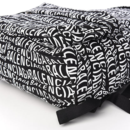 Balenciaga Nylon Wave Logo Printed Wheel Backpack Black White 7 of 10