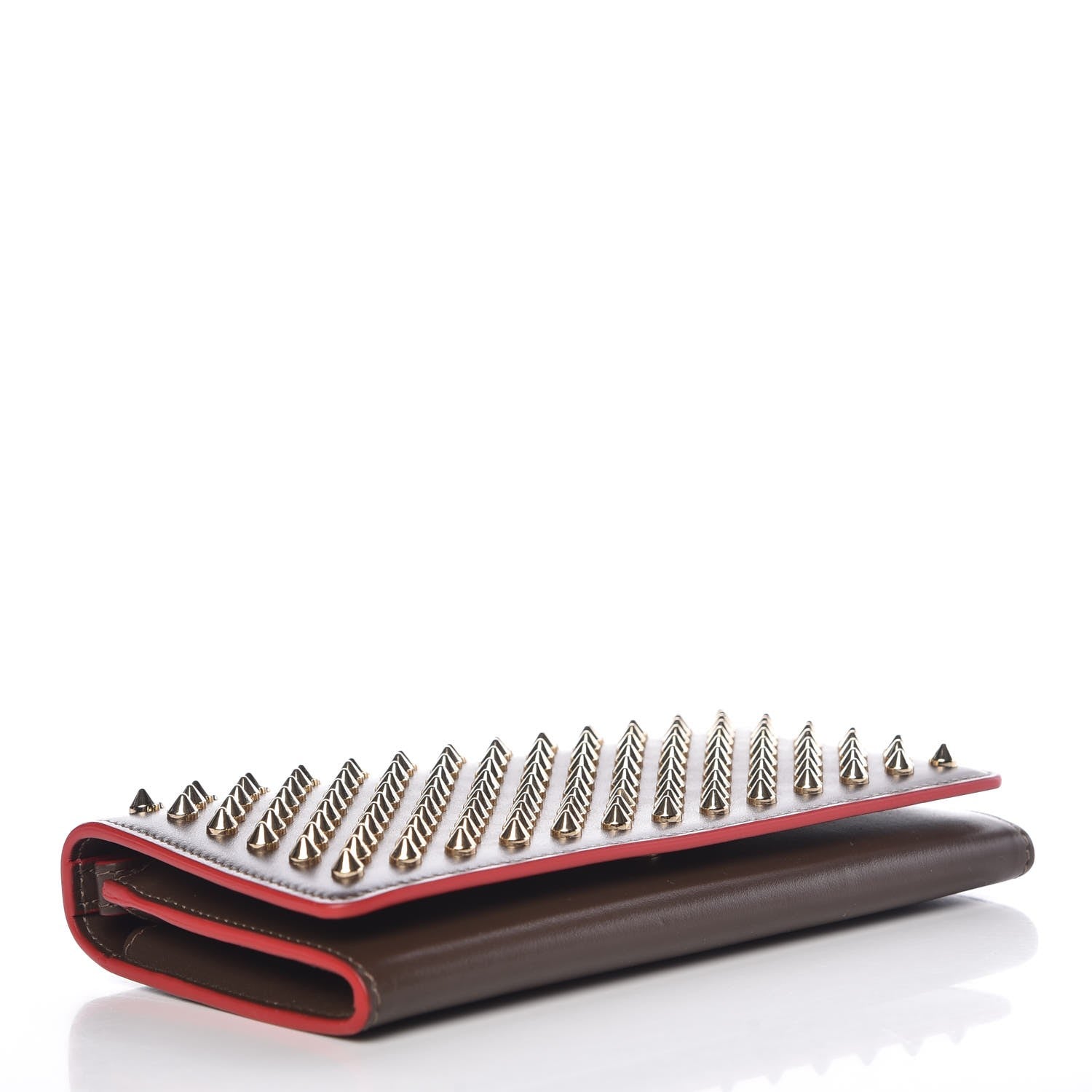 Christian Louboutin Calfskin Macaron Spiked Flap Wallet Cafe 4 of 9