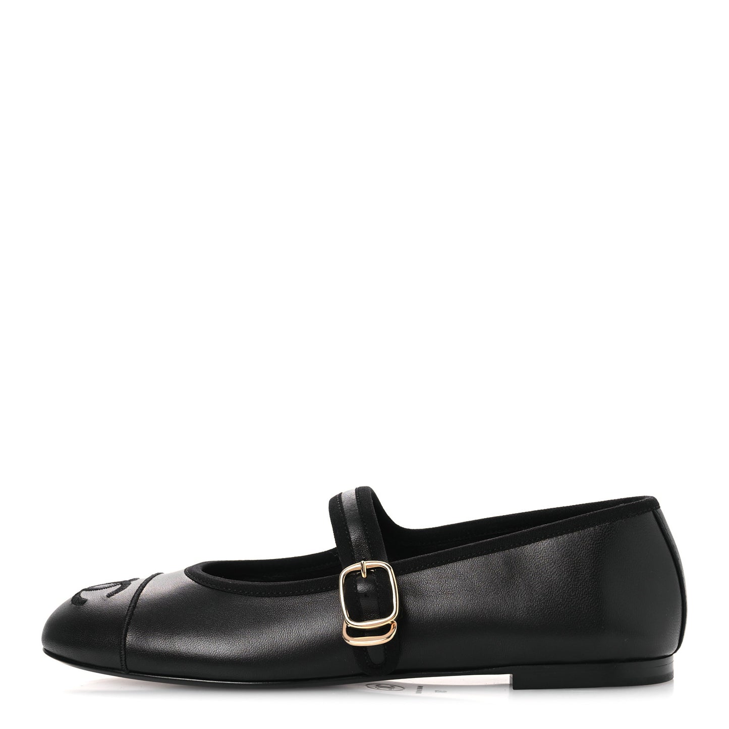 Lambskin Mary Jane Flats 37 Black