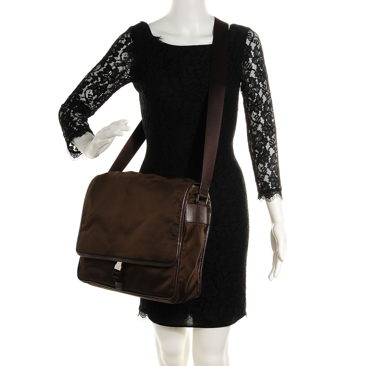Prada Tessuto Saffiano Messenger Satchel Bruciato 2 of 18