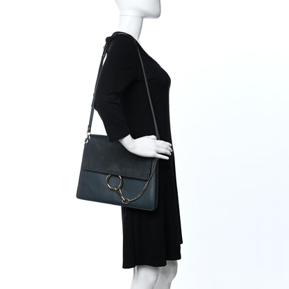 Chloe Suede Calfskin Medium Faye Shoulder Bag Cloudy Blue 2 of 10