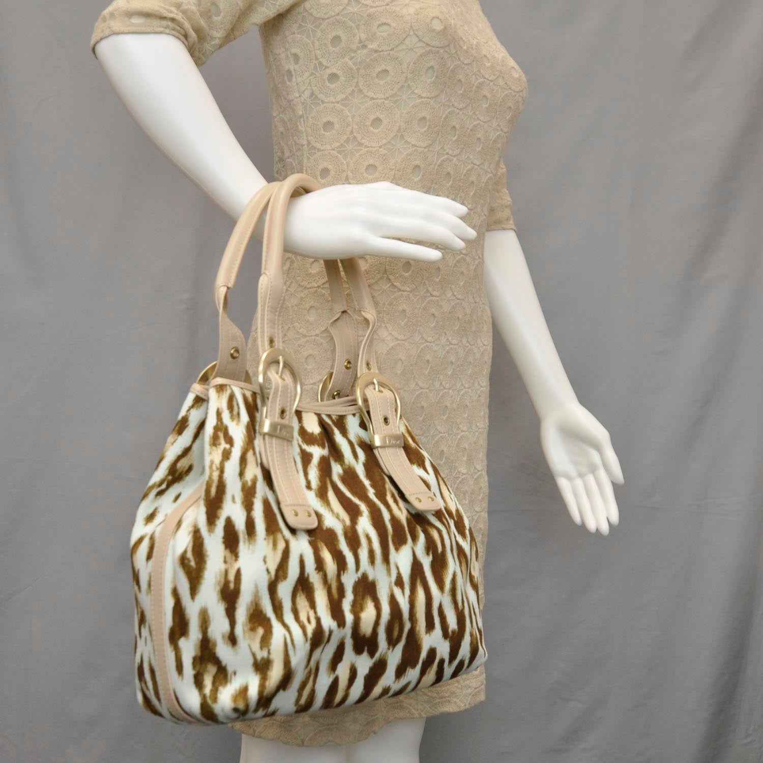 Christian Dior Canvas Leopard Print St Tropez Bag 2 of 9