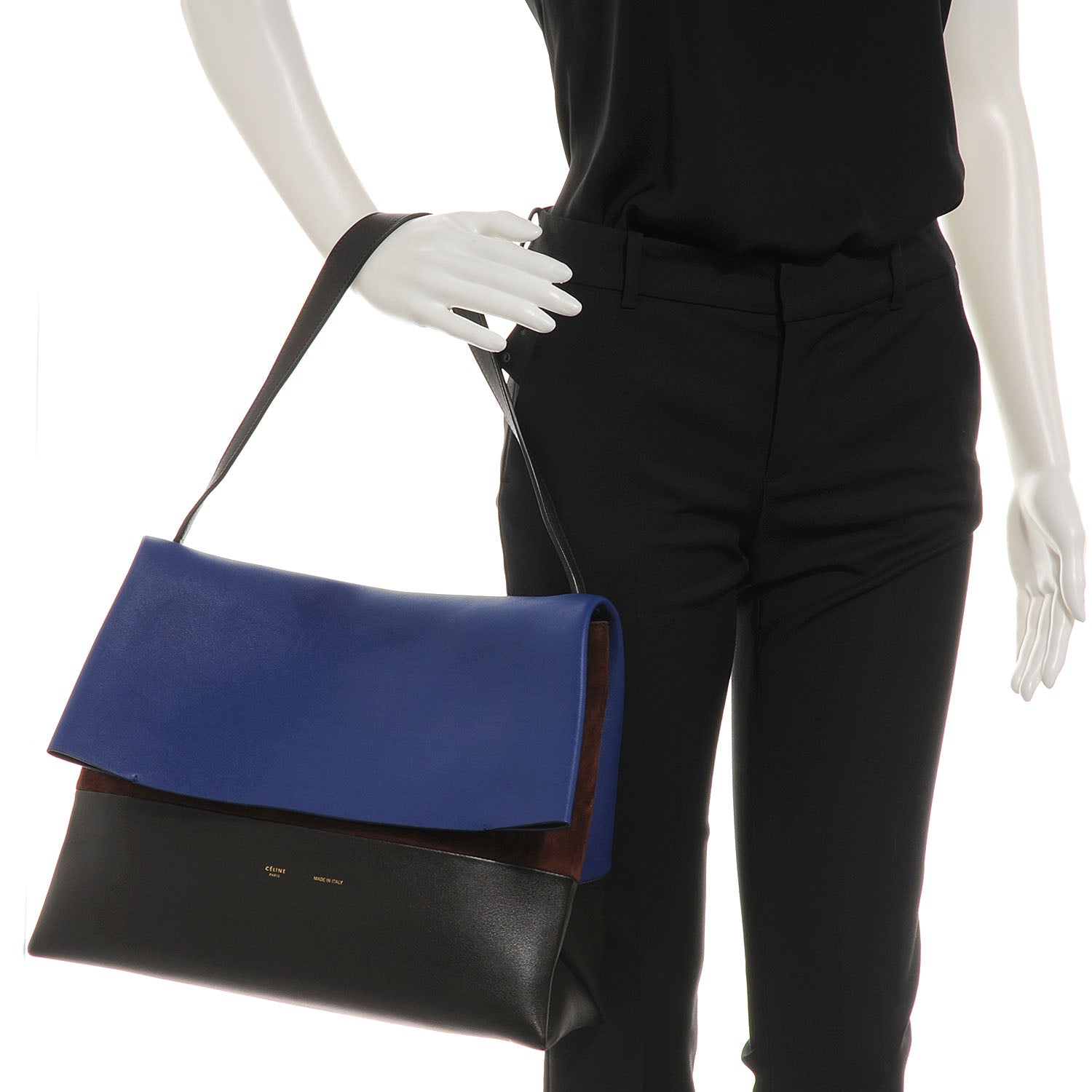 Celine Calfskin Suede All Soft Shoulder Bag Indigo 2 of 11