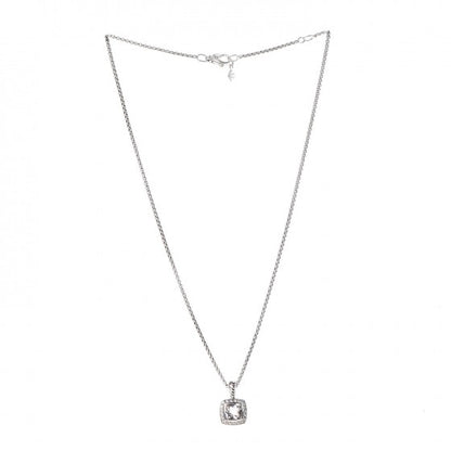David Yurman Sterling Silver Diamond White Topaz 7mm Petite Albion Pendant Necklace 3 of 6