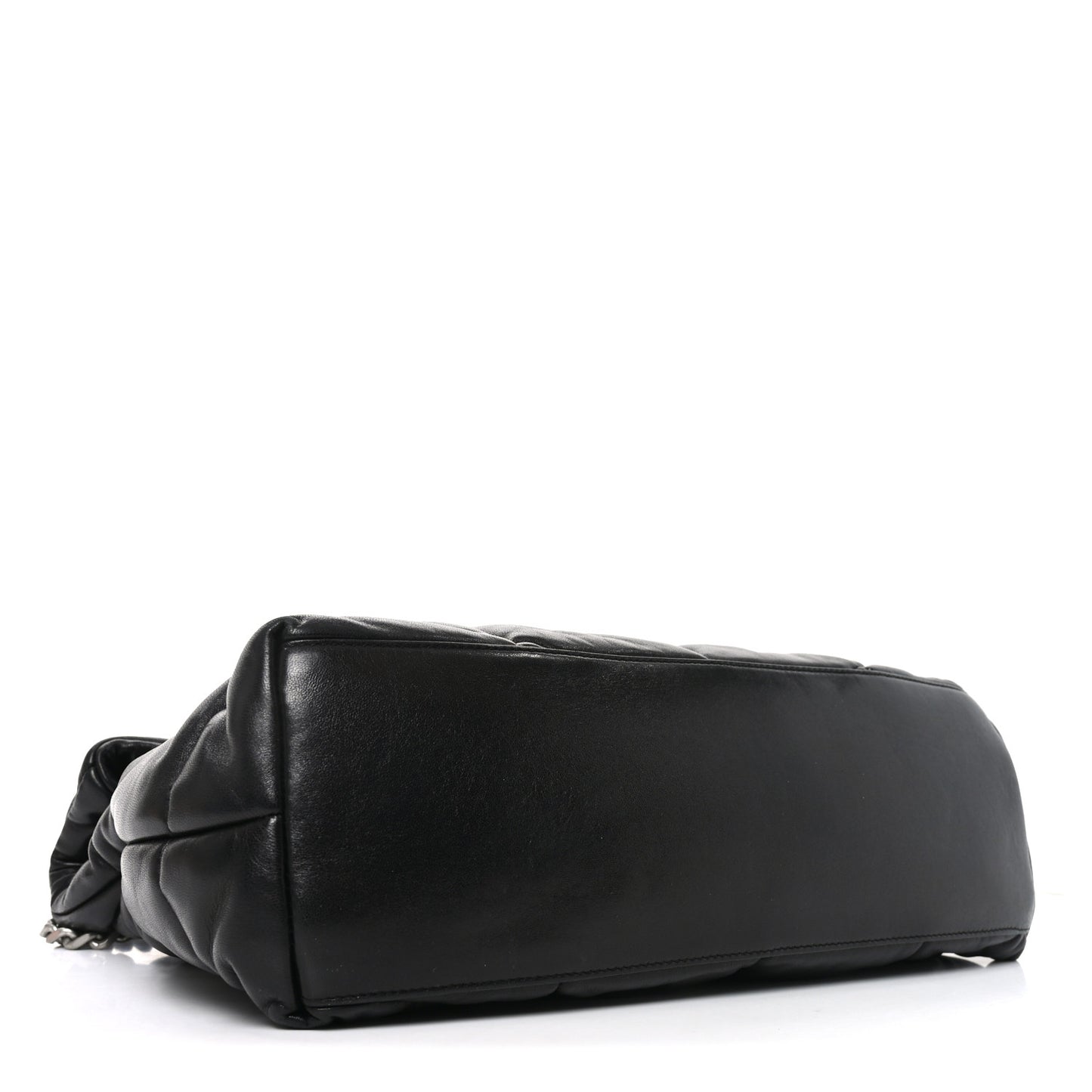 Lambskin Quilted Medium Loulou Puffer Monogram Chain Satchel Black