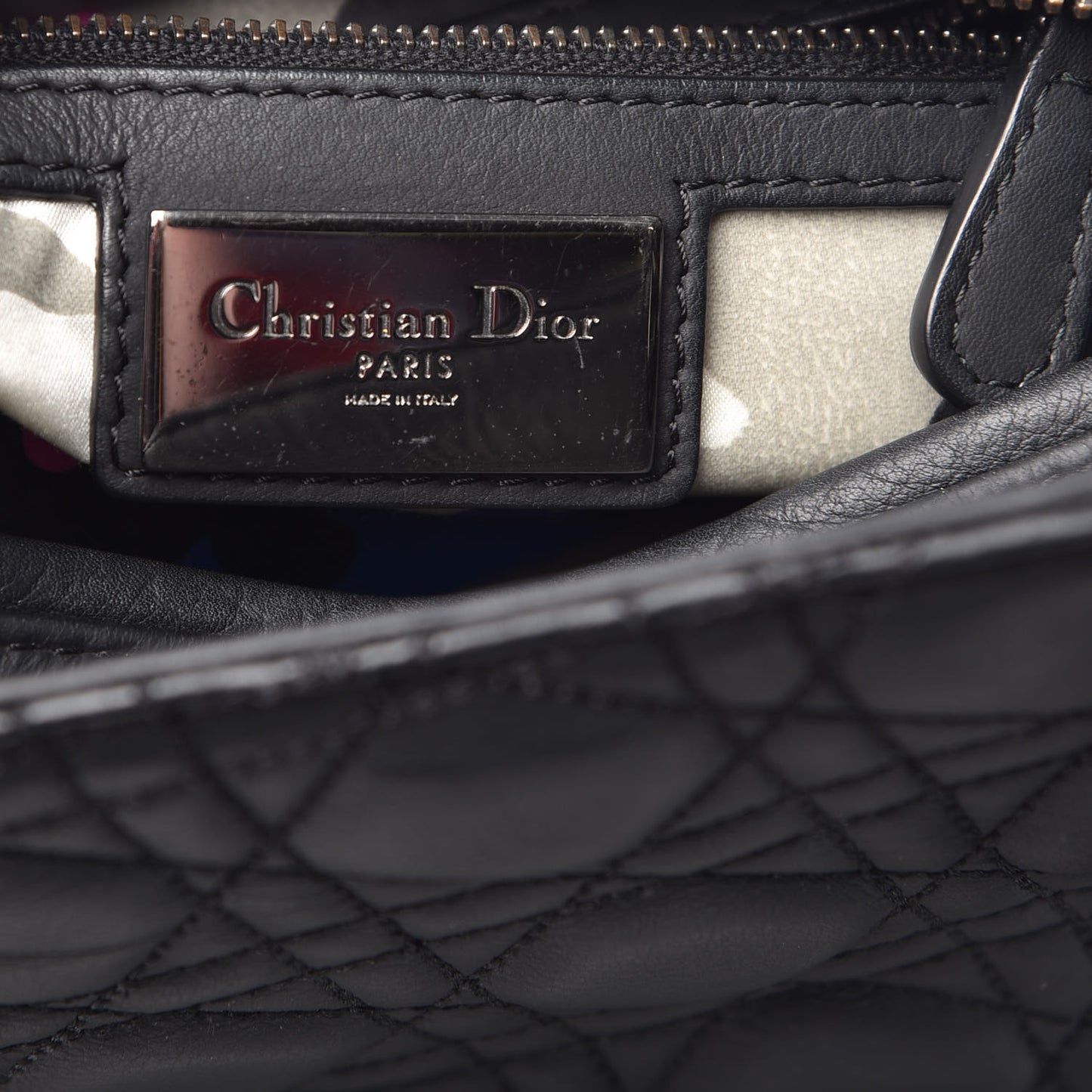 Calfskin Cannage Medium Anselm Reyle Lady Dior Black