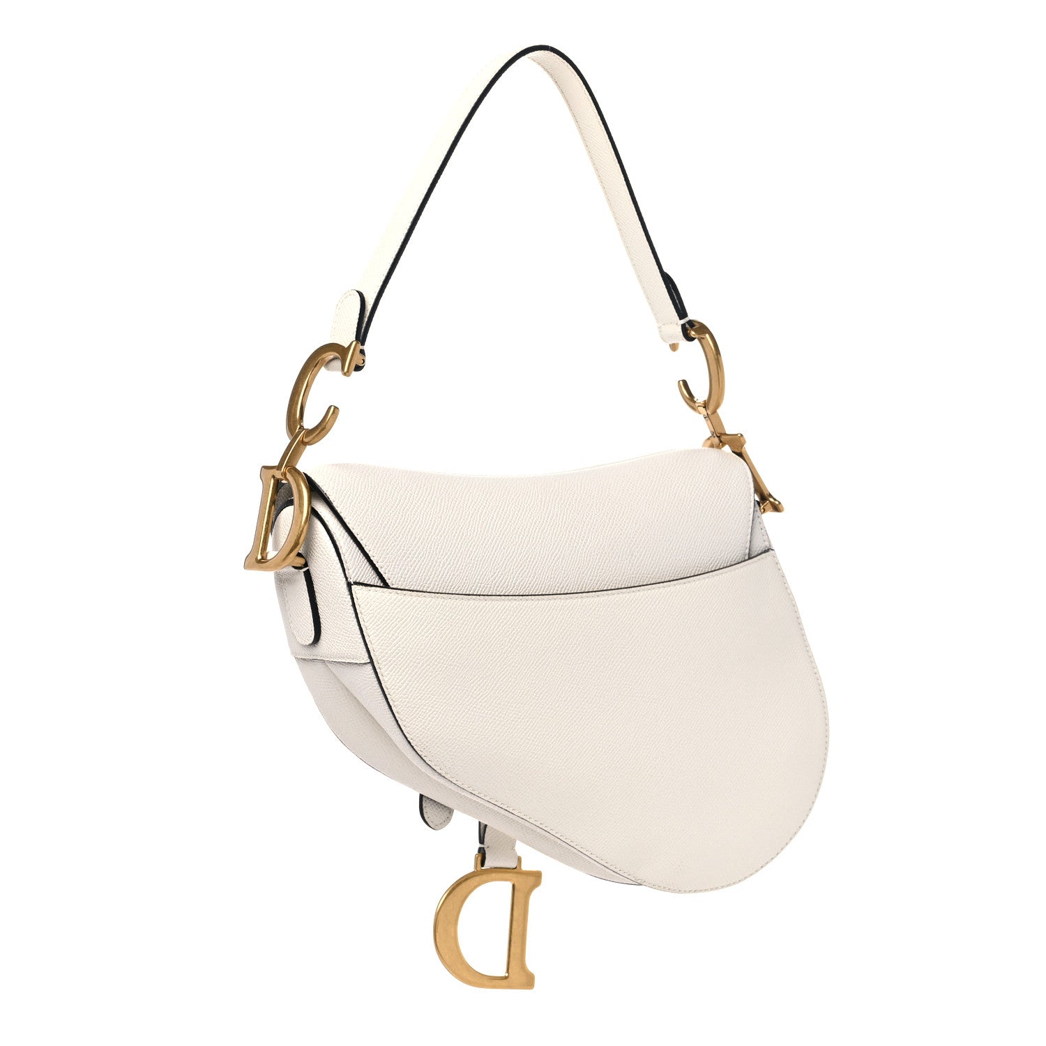 Christian Dior Grained Calfskin Saddle Bag White 3 of 9