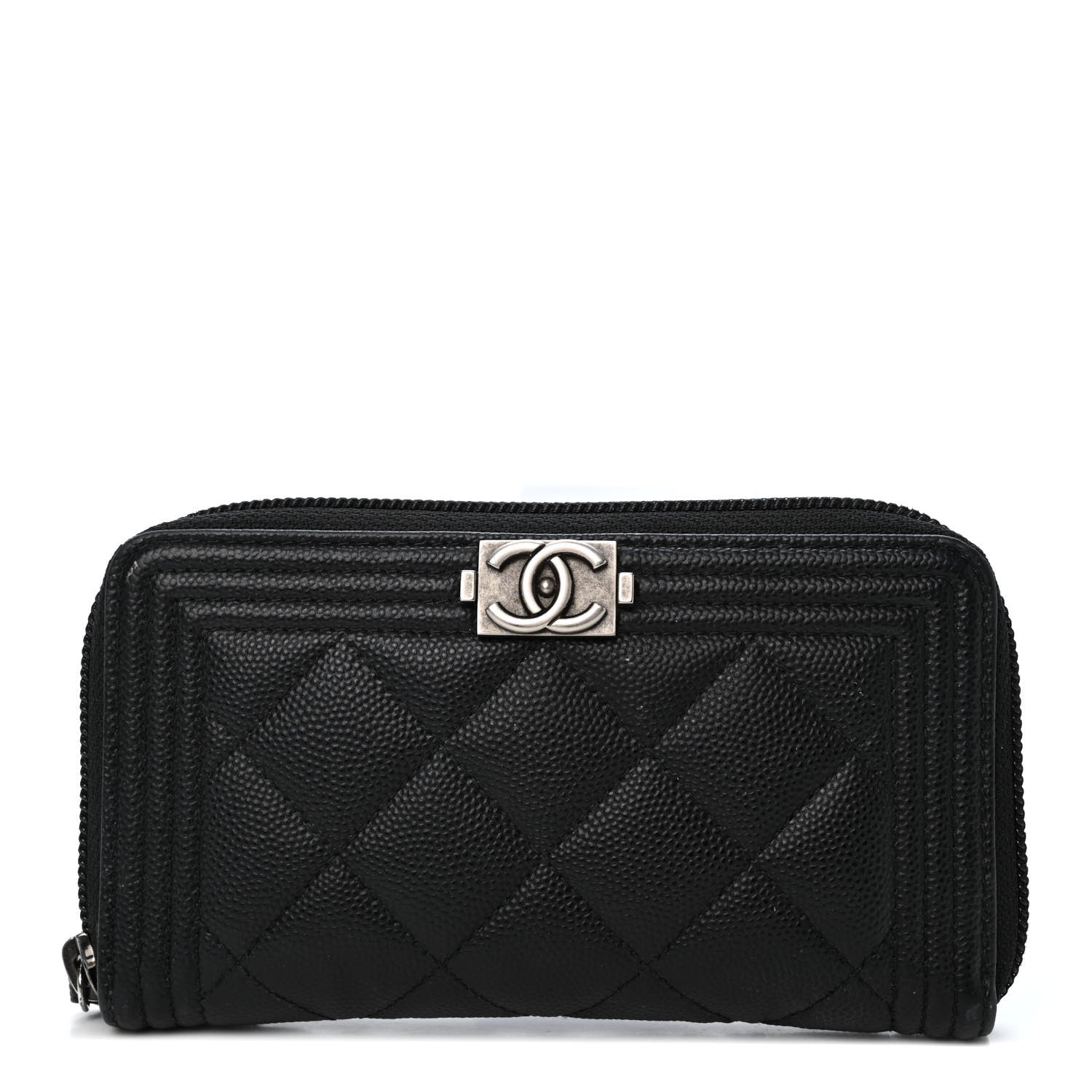 Chanel Caviar Quilted Small Boy Zip Around Wallet Black 1 of 4